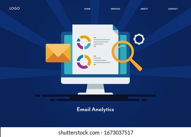Digital marketing, SEO, Marketing analytics - conceptual vector landing page with icons