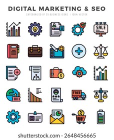 Digital Marketing and SEO icon pack for your website. mobile. presentation. and logo design.