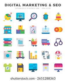 DIGITAL MARKETING and  SEO icon pack for your website. mobile. presentation. and logo design.