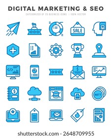 Digital Marketing and SEO web icons in Two Color style.