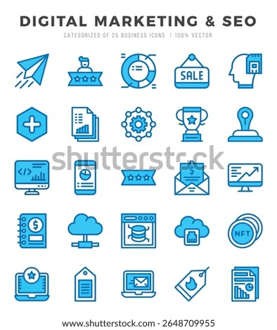 Digital Marketing and SEO web icons in Two Color style.