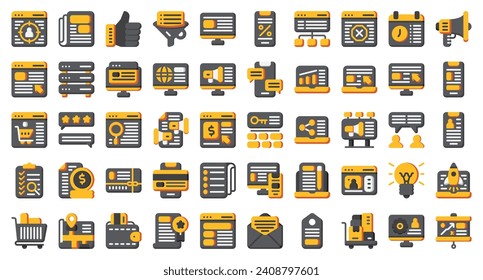 Digital Marketing set. Set flat icons. Digital Marketing symbols. Vector illustration