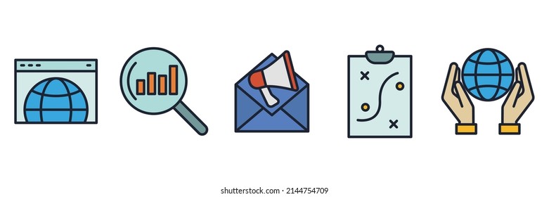 digital marketing set icon symbol template for graphic and web design collection logo vector illustration