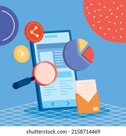 digital marketing in smartphone icons