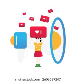 Digital marketing and social media advertising concept vector flat illustration on the white background