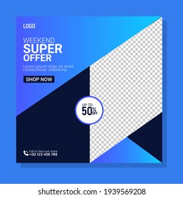 Digital Marketing Social Media Banner Post Template, Social Media Post Banner Design, Square Flyer Template with Editable web Banner Design.
