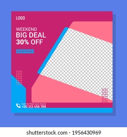 Digital Marketing Social Media Banner Post Template, Social Media Post Banner Design, Square Flyer Template with Editable web Banner Design.