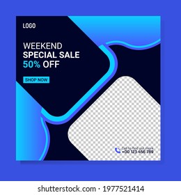 Digital Marketing Social Media Banner Post Template, Social Media Post Banner Design, Square Flyer Template with Editable web Banner Design.