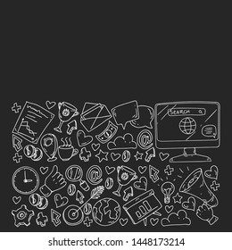 Digital marketing, social media, communications, management. Background for banners.