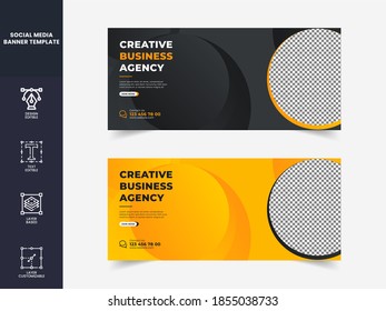 Digital marketing social media cover template. Vector graphic ads template set. Modern social media banner for all type of business. Business agency banner set.