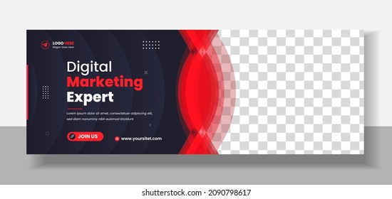 Digital marketing Social Media Cover photo Template Design . digital marketing agency web banner. business marketing social media cover design with red color. web banner. social media cover design.