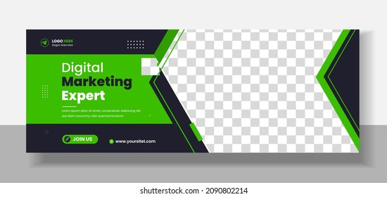 Digital marketing Social Media Cover photo Template Design . digital marketing agency web banner. business marketing social media cover design with green color. web banner. social media cover design.