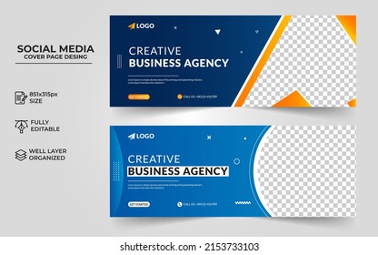 Digital Marketing Social Media Cover Banner Template, Creative Business Cover And Banner Vector Desing