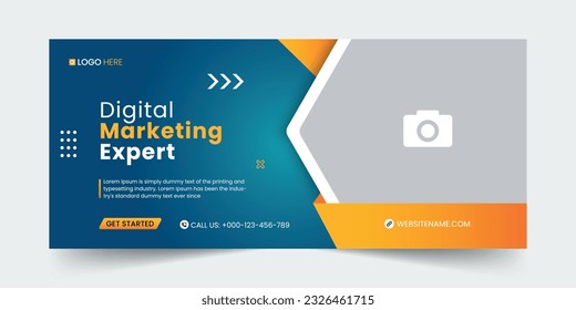 Digital marketing social media cover template, Creative business cover and banner vector desing, Editable web cover template, web banner, cover design