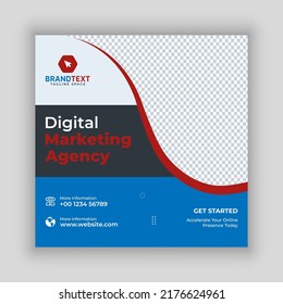 	
Digital marketing social media and instagram post design template