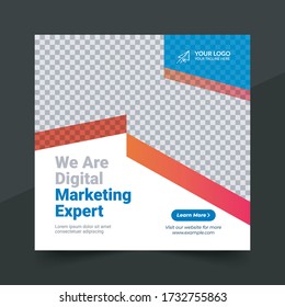 Digital Marketing Social Media Post Template, Digital marketing agency, Square Flyer Template, Editable web Banner Post Template, Digital Business Marketing Social Media Banner 