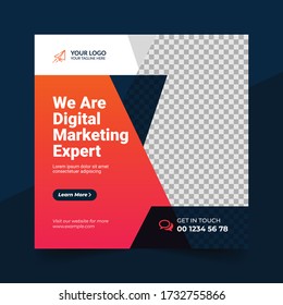 Digital Marketing Social Media Post Template, Digital marketing agency, Square Flyer Template, Editable web Banner Post Template, Digital Business Marketing Social Media Banner 