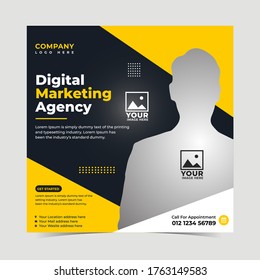 Digital Marketing Social Media Post Template, Digital marketing agency, Square Flyer Template