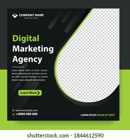 Digital Marketing Social Media Post Template, agencia de marketing digital, Square Flyer Template, Digital Business Marketing Social Media Banner, Vector graphic Ad Template.