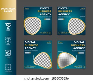 Digital marketing social media post template. Vector graphic ads template set. Modern social media banner for all type of business. Business agency banner set.