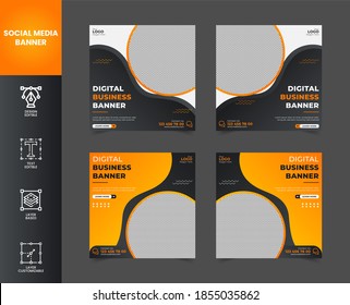 Digital marketing social media post template. Vector graphic ads template set. Modern social media banner for all type of business. Business agency banner set.