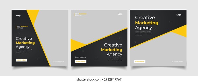 Digital Marketing Social Media Post Template, Digital marketing agency, Square Flyer Template, Editable web Banner Post Template.