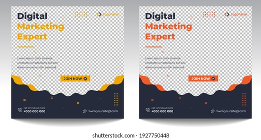 Digital Marketing Social Media Post Template, Digital marketing agency, Square Flyer Template,  Digital Business Marketing Social Media Banner, Vector graphic ad template.