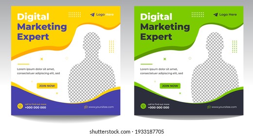 Digital Marketing Social Media Post Template, Digital marketing agency, creative marketing expert,  Digital Business Marketing Social Media Banner,  creative business agency 