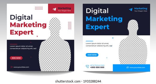 Digital Marketing Social Media Post Template, Digital marketing agency, creative marketing expert,  Digital Business Marketing Social Media Banner,  creative business agency social media post banner.