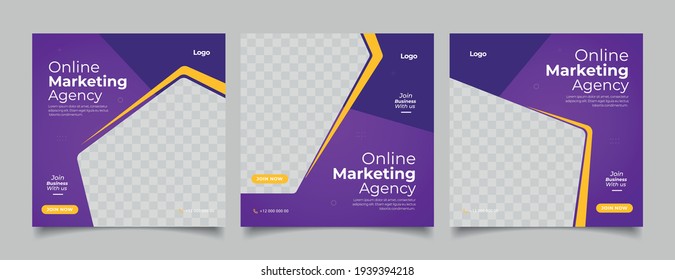 Digital Marketing Social Media Post Template, Digital Marketing Agency, Square Flyer Template, Editable Web Banner Post Template.