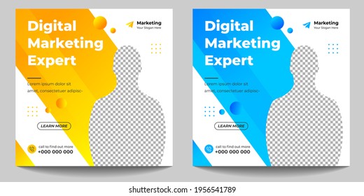 Digital Marketing Social Media Post banner Template, Digital marketing agency post banner, Digital marketing expert banner. social media post banner design template. digital business marketing post.