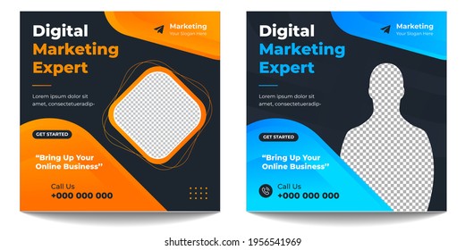Digital Marketing Social Media Post banner Template, Digital marketing agency post banner, Digital marketing expert banner. social media post banner design template. digital business marketing post.