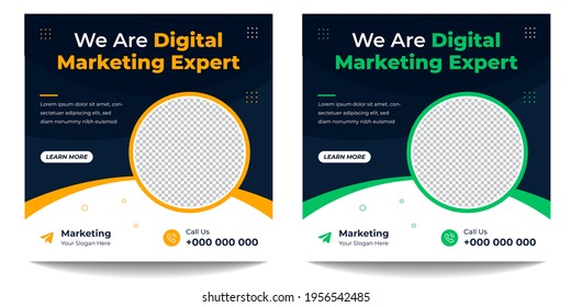 Digital Marketing Social Media Post banner Template, Digital marketing agency post banner, Digital marketing expert banner. social media post banner design template. digital business marketing post.