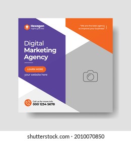 Digital marketing social media post template, Digital business marketing, Editable square web ad banner, Digital marketing agency banner, Corporate business flyer, Suitable for social media marketing