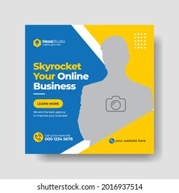 Digital marketing social media post template, Digital business marketing, Editable square web ad banner, Digital marketing agency banner, Corporate business flyer, Suitable for social media marketing