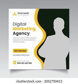 Digital Marketing Social Media Post, Grow your business social media post and web banner template 