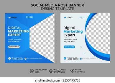 Digital Marketing Social Media Post Template, Digital Business Marketing Social Media Banner, creative business agency, Corporate advertising