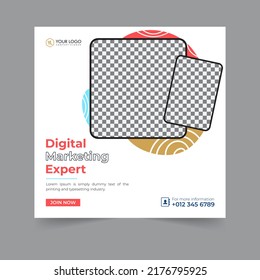 Digital marketing social media post business webinar for social media story, business post or stories banner template geometric shape design for attractive abstract elements post background space