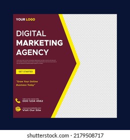 Digital Marketing Social Media Post Template, Fully editable vector format