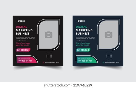 Digital marketing social media post vector design template. Creative online advertising social media banner layout