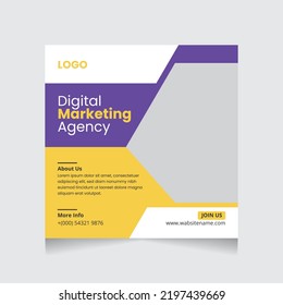 Digital Marketing Social Media Post banner Template, Marketing post social media banner ad.