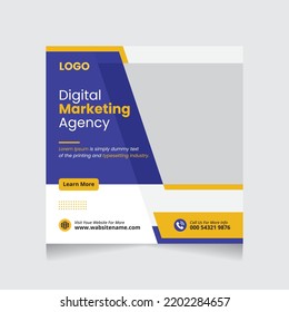 Digital Marketing Social Media Post banner Template, Marketing post social media banner ad.