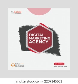 Digital Marketing Social Media Post Template, Digital Business Marketing Social Media Banner