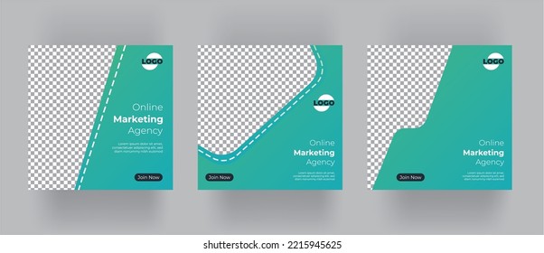 Digital Marketing Social Media Post Template, Digital marketing agency, Square Flyer Template, Editable web Banner Post Template. cyan green