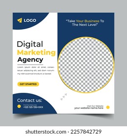 Digital Marketing social media post template. Digital marketing agency square banner. Editable web banner ads.