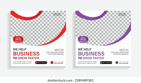 Digital Marketing Social Media Post Template, Square Flyer Template, Editable Web Banner Post Template.