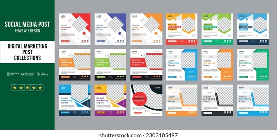 Digital Marketing Social Media Post design template Bundle Premium Vector