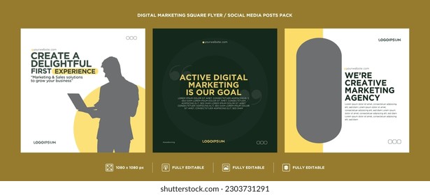 Digital Marketing Social Media Post, square flyer Template, Digital marketing agency, Square Flyer Template, Editable web Banner Post Template.