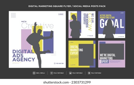 Digital Marketing Social Media Post, square flyer Template, Digital marketing agency, Square Flyer Template, Editable web Banner Post Template.