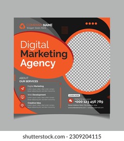 Digital Marketing Social Media Post Design Template, Digital marketing agency Corporate banner promotion ads sales and discount web banner vector template design.
